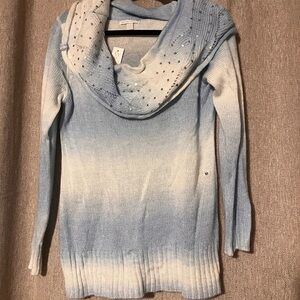 New York & Company Light Blue Ombre Cowl Neck Sweater medium NWT